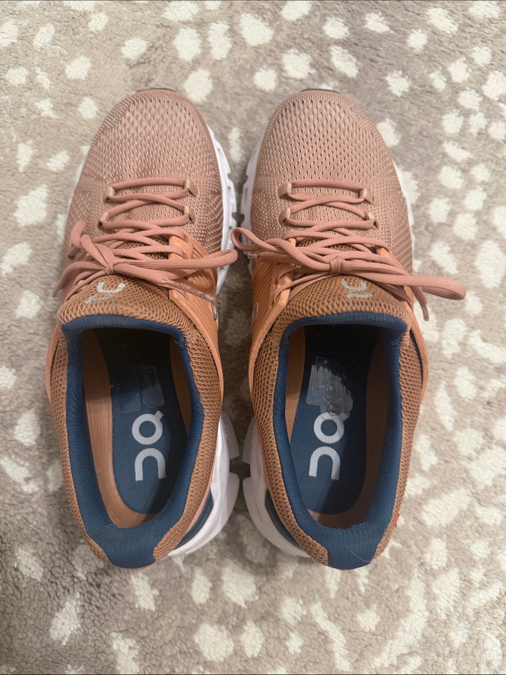 On Running Women's Sneakers Pink Tan with Navy Accents